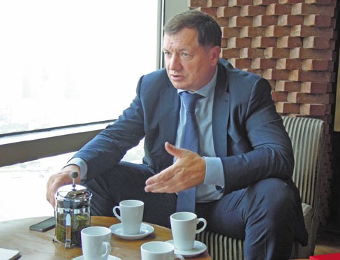 Marat Khusnullin, vice-mayor of Moscow, gives an interview to China Daily. The Russian delegation is promoting its New Moscow projects to Chinese companies. Provided to China Daily  