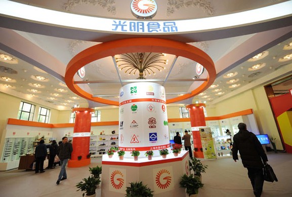 Bright Food (Group) Co Ltd's display at a trade show in Shanghai. Provided to China Daily  
