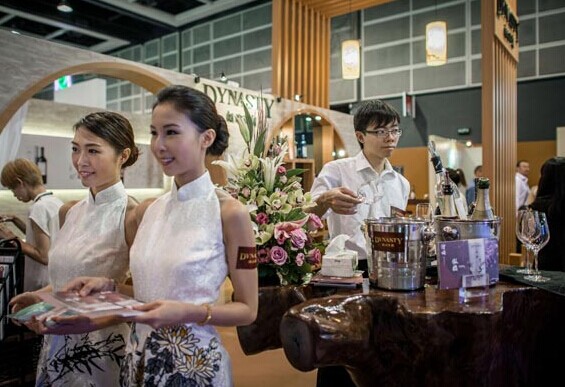 Chinese wine producer Dynasty's booth during Vinexpo Asia Pacific in Hong Kong on May 27. Provided to China Daily  