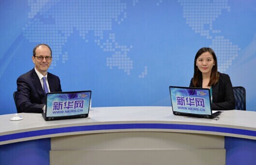 Sebastian Wood, British ambassador to China, gives an exclusive interview to Xinhuanet in Beijing, July 1, 2014. (Xinhuanet Photo/Guo Xiaotian)