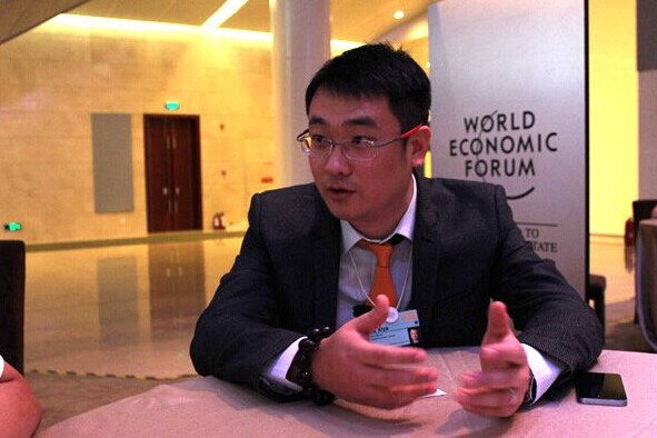Ma Xiya, COO of Fesco Adecco, shares his ideas with reporters on innovation on Sept 11, 2014 at the Tianjin Summer Davos. [Provided to chinadaily.com.cn]  