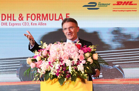 Ken Allen, chief executive officer of DHL Express speaks during a news conference. [Provided to chinadaily.com.cn]  