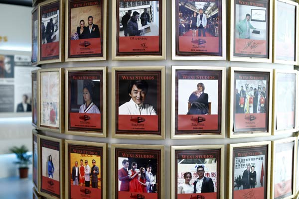 Film posters at Huallywood, one of the world's largest film studios, which was transformed from a deserted iron and steel factory in Wuxi, Jiangsu province. FENG YONGBIN/CHINA DAILY  