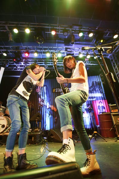 Members of the Hong Kong-based indie rock band Chochukmo wear Dr. Martens during a performance. Photo provided to China Daily