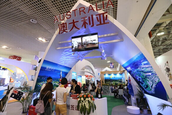 The Australia Pavilion at the 18th China International Fair for Investment and Trade, which was held in September in Xiamen, Fujian province. Direct financial connections between China and Australia are set to grow in the coming years due to a strong bilateral trade relationship. [Provided to China Daily]  