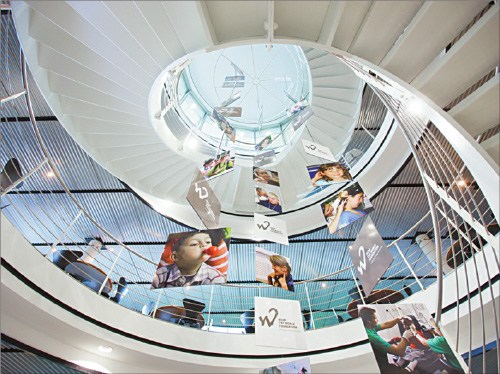 Sonova's cochlear-shaped headquarters in Stafa, Switzerland, helps the company to realize its mission of hear the world. [Provided to China Daily]  