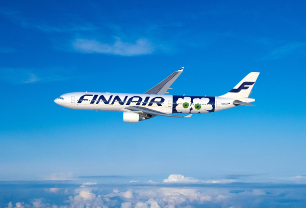 Finnair's new Marimekko themed Airbus 330 is expected to take on long haul flights by the end of this year. [Provided to chinadaily.com.cn]  
