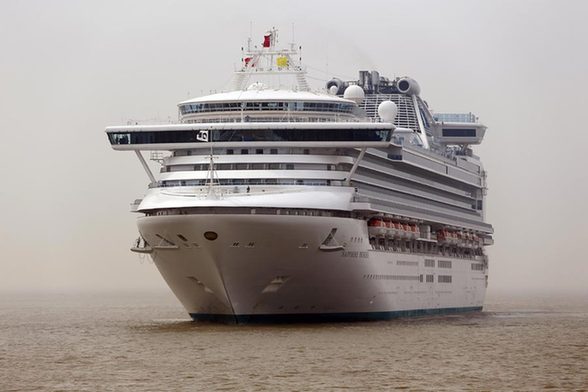 The Sapphire Princess of Carnival Corp & Plc sails in Shanghai's Wusongkou Harbor. International cruise companies have increased their investments in China since 2013 by doubling the number of cruise ships and increasing the routes and frequency of sailings. As a result, the number of Chinese tourists taking cruises was up more than 50 percent. [Photo/China Daily]