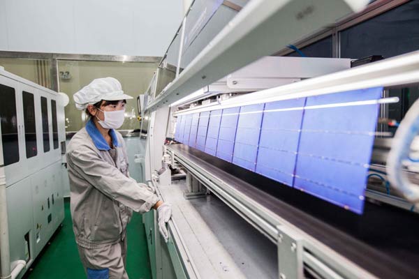 A solar module production line at a company in Lianyungang, Jiangsu province. The US ruling will deal a heavy blow to Chinese solar companies, forcing them to accelerate the move to emerging markets. SI WEI/FOR CHINA DAILY  