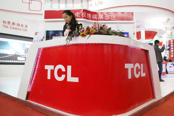 A stand markets TCL Corp at an exhibition in Beijing. [Photo Provided to China Daily]
