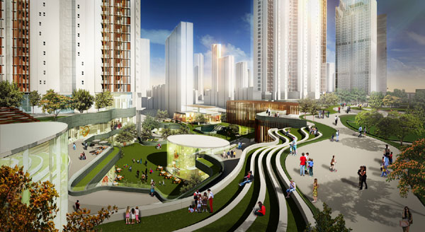 California-based architecture firm 5+design has designed an environmentally-sustainable lifestyle center set to open in Wuhan by 2016. Provided to China Daily by 5+design.