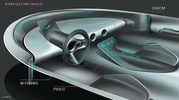 Leshi Holding (Beijing) Co's super electric vehicle concept illustrates LeOS is OK. Ready to drive displayed on the dashboard. [Photo/China Daily] 