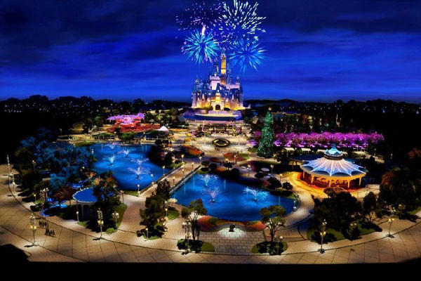 Photo shows a rendering of the model of the Shanghai Disney Resort in Shanghai, East China. [Photo/Xinhua]  
