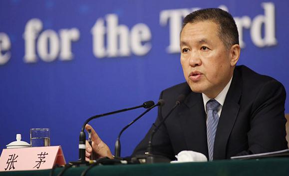 Zhang Mao, head of the State Administration for Industry and Commerce, speaks at a press conference in Beijing, March 9, 2015. (Photo: China Daily/Wang Jing) 