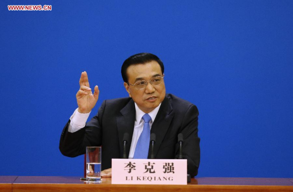 Chinese Premier Li Keqiang speaks at a press conference after the closing meeting of the third session of China's 12th National People's Congress (NPC) at the Great Hall of the People in Beijing, capital of China, March 15, 2015. (Xinhua/Shen Bohan)