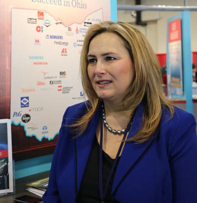 Kristi Tanner, managing director of JobsOhio, talks to China Daily on Tuesday in the exhibtion hall of SelectUSA Investment Summit held in the Gaylord National Resort and Convention Center in National Harbor, Maryland. (Photo: Chen Weihua/China Daily)