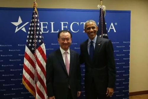 U.S. President Barack Obama meets with Wang Jianlin, chairman of Dalian Wanda Group, at the SelectUSA Investment Summit on March 23 in Washington, D.C. [China.org.cn] 