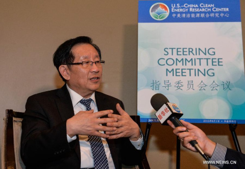 Wan Gang, Chinese Minister of Science and Technology, speaks during an exclusive interview with Xinhua in Washington D.C., capital of the United States, June 1, 2015.(Photo: Xinhua/Bao Dandan) 