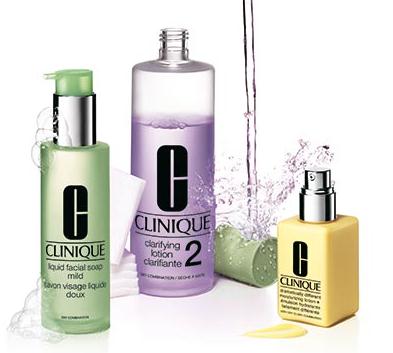 Clinique's three step facial comestics. Photo provided to chinadaily.com.cn