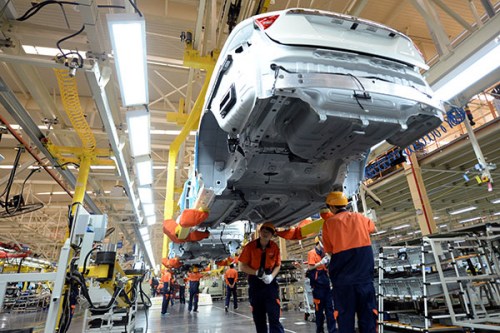 The production line of Geely Holding Group in Hangzhou, capital of Zhejiang province. (Photo/Xinhua)
