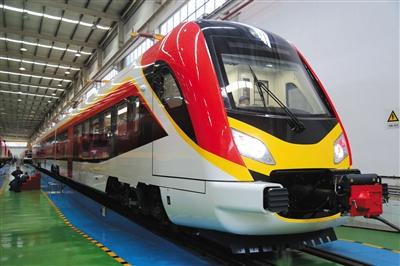 China's first bullet train exported to Europe rolls off the production line on July 7, 2015. (Photo courtesy of Zhuzhou Electric Locomotive Co., Ltd.)