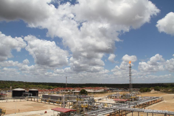 Photo taken on Oct. 10, 2015 shows the gas project in Mtwara, Tanzania. Tanzanian President Jakaya Kikwete on Saturday officially inaugurated a 535-kilometre gas pipeline built with a 1.33-billion-U.S.-dollar concessional loan from the Export-Import Bank of China. (Photo: Xinhua/Li Sibo)