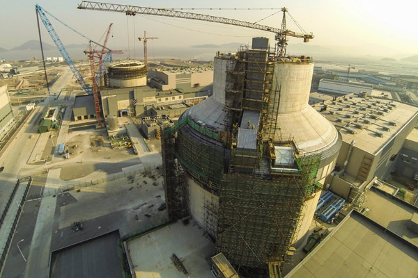 Nuclear reactors under construction in Sanmen, Zhejiang province.(Photo/Xinhua)