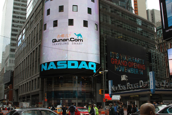 Chinese firm Qunar listed on Nasdaq in New York in November 2013. (Photo/China Daily USA)