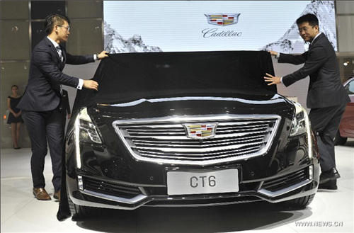 Photo taken on Sept 9, 2015 shows a Cadillac CT6 luxury sedan at Qingdao Autumn International Auto Show 2015 in Qingdao, East China's Shandong province. (Photo/Xinhua)