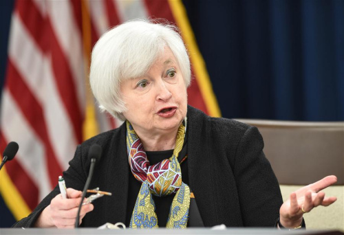 U.S. Federal Reserve Chair Janet Yellen speaks during a news conference in Washington D.C., capital of the United States, March 16, 2016. The U.S. Federal Reserve on Wednesday kept its benchmark short-term interest rates unchanged as widely expected, noting that global economic and financial developments continue to pose risks to the U.S. economy. (Xinhua/Bao Dandan)