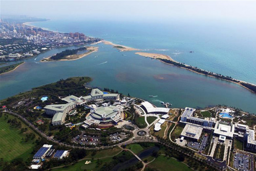 The aerial photo taken on March 18, 2016 shows the scenery around the Boao Forum for Asia (BFA) International Conference Center in Boao, South China's Hainan province. (Photo/Xinhua)