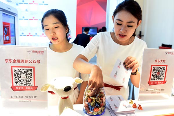 A JD Finance stand at a finance expo in Beijing. SHA LANG / FOR CHINA DAILY