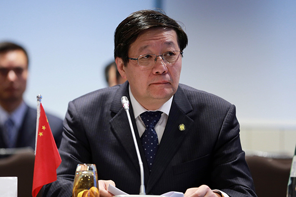 Lou Jiwei speaks at the annual meeting of the Asian Development Bank's Board of Governors in Frankfurt, Germany, May 3, 2016. (Photo/Xinhua)