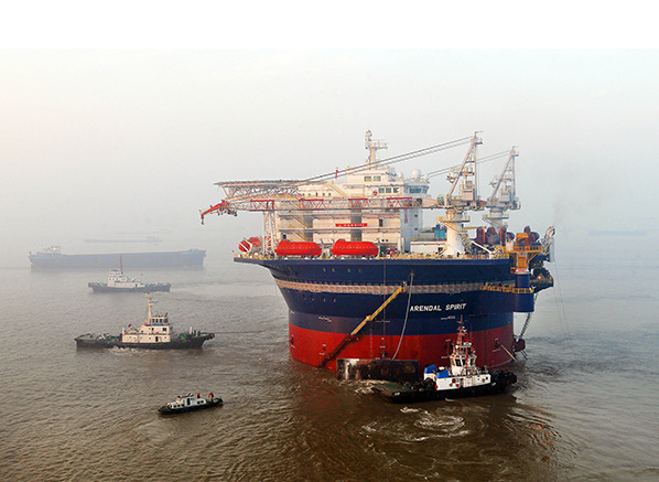 A ship designed by a COSCO unit in Nantong, Jiangsu province, on a trial sailing. It was made to operate under tough ocean conditions.(Photo provided to chinadaily.com.cn)