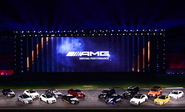 The full lineup of Mercedes-AMG is presented at the brand's Driving Performance Competition 2016 in Shanghai on Thursday.(Photo provided to China Daily)