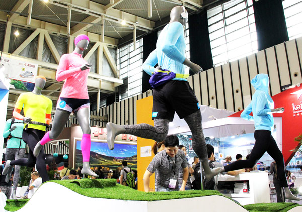 Sportswear on show at an international expo held in Nanjing, capital of Jiangsu province, in June. (PROVIDED TO CHINA DAILY)