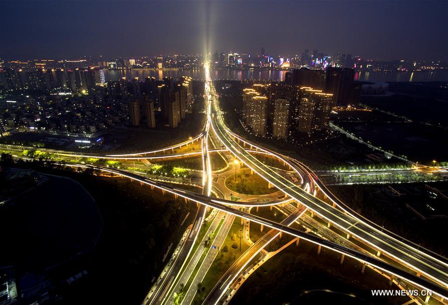 File photo taken on May 24, 2016 shows an aerial view of expressways linking Hangzhou Xiaoshan International Airport at night in Hangzhou, east China's Zhejiang Province. Hangzhou is the host city for the 2016 G20 summit on Sept. 4 and Sept. 5. With one month to go, Hangzhou looks forward to G20. (Xinhua/Huang Zongzhi)