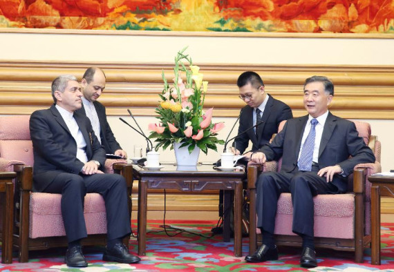 Chinese Vice Premier Wang Yang (R) meets with Iranian Minister of Economic Affairs and Finance Ali Tayyebnia in Beijing, capital of China, Aug. 17, 2016. Tayyebnia attended the 16th meeting of the China-Iran Joint Economic Committee in Beijing on Tuesday and Wednesday. (Photo: Xinhua/Yao Dawei)