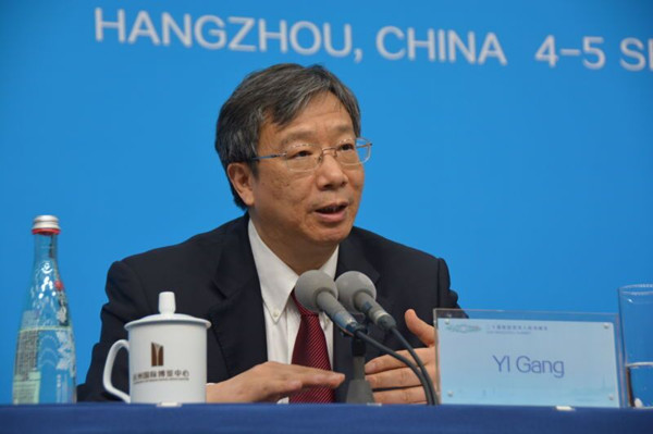 Yi Gang, deputy govenor of People's Bank of China, addresses a press conference. Photo: Xia Xiaolun