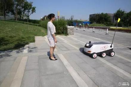A driverless delivery vehicle launched by JD.com (Photo from Sina Weibo)