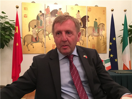 Ireland's agriculture minister Michael Creed T.D. in an exclusive interview with chinadaily.com.cn in Embassy of Ireland , Beijing on Sept 7, 2016. (Photo/chinadaily.com.cn)