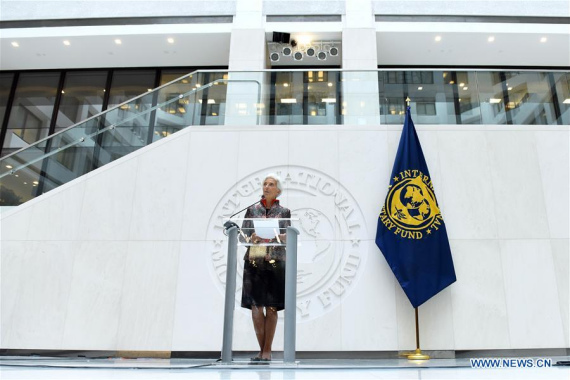 International Monetary Fund (IMF) Managing Director Christine Lagarde speaks on launch of the new Special Drawing Right (SDR) basket including the Chinese currency, the renminbi (RMB) in Washington D.C., the United States, Sept. 30, 2016. (Photo: Xinhua/Yin Bogu)
