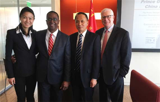 From left: Sha Zhu, vice president of Greater Washington China Investment Center (GWCIC), Jim Coleman, president and CEO of Prince George Countys Economic Development Corporation, Zhao Zhenge, general representative of China Council for the Promotion of International Trade (CCPIT) USA, and Bill Black, president of GWCIC, at the Business Dialogues on Invest in America in Washington on Monday. (Dong Leshuo/China Daily)