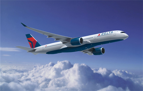 The A350 jet of Delta Air Lines, the first U.S. airline to take delivery (Photo provided to chinadaily.com.cn)