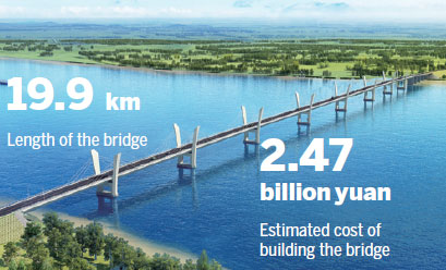 Artist's conception of the highway bridge across the Heilong River on China-Russia border. Provided To China Daily