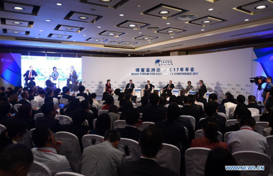 The session The Belt and Road: Dialogue with Leaders is held during the Boao Forum For Asia Annual Conference 2017 in Boao, south China's Hainan Province, March 25, 2017. (Xinhua/Yang Guanyu) 