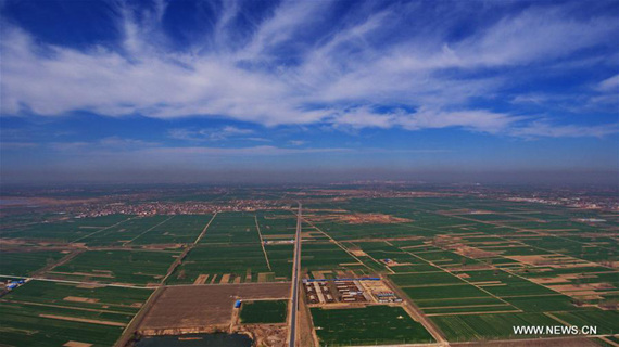Aerial photo taken on April 1, 2017 shows farmland in Rongcheng County, north China's Hebei Province. China announced Saturday it would establish the Xiongan New Area in Hebei Province, as part of measures to advance the coordinated development of the Beijing-Tianjin-Hebei (BTH) region.  (Xinhua/Yang Shiyao)