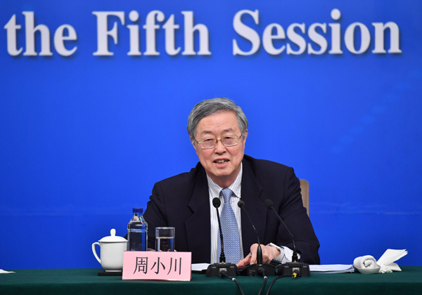 People's Bank of China Governor Zhou Xiaochuan speaks at a news conference in Beijing, March 10, 2017. (Photo/Xinhua)