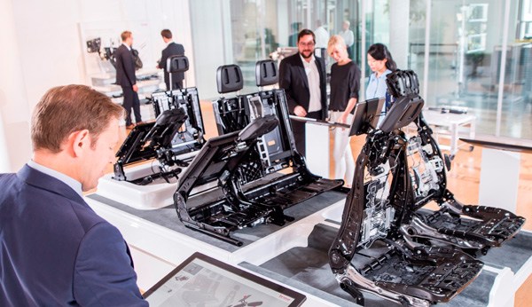 Customers visit Brose's power seat platform in its new headquarters in Anting town, Jiading district of Shanghai. PROVIDED TO CHINA DAILY