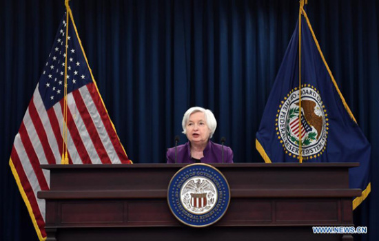 U.S. Federal Reserve Chair Janet Yellen speaks during a news conference in Washington D.C., capital of the United States, on June 14, 2017. U.S. Federal Reserve on Wednesday raised the benchmark interest rates for the fourth time since December 2015, and unveiled plans to start trimming its balance sheet. (Xinhua/Yin Bogu)